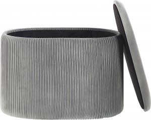 Beliani Welurowy puf ze schowkiem jasnoszary RICHLAND 4