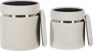 Beliani Zestaw 2 welurowych pufów ze schowkiem biały CAMDENTON 3