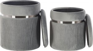 Beliani Zestaw 2 welurowych pufów ze schowkiem jasnoszary CAMDENTON 3