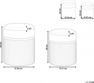 Beliani Zestaw 2 welurowych pufów ze schowkiem jasnoszary CAMDENTON 7