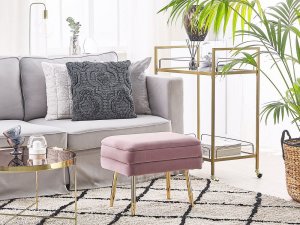 Beliani Ławka ze schowkiem do sypialni różowa ODESSA 2