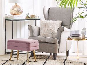 Beliani Ławka ze schowkiem do sypialni różowa ODESSA 3