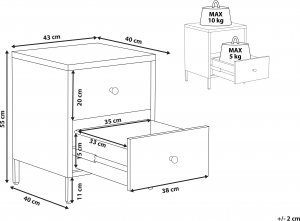 Beliani Szafka nocna metalowa niebieska KYLEA 8