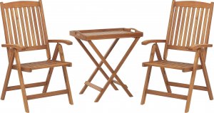 Beliani Zestaw mebli balkonowych drewno akacjowe z poduszkami kremowymi JAVA 3