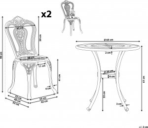 Beliani Zestaw mebli balkonowych metalowy brązowy BOVINO 10