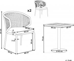Beliani Zestaw mebli balkonowych metalowy szary PALMI 10