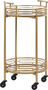 Beliani Metalowy wózek kuchenny 2-poziomowy z lustrzanym blatem złoty FARLEY 1