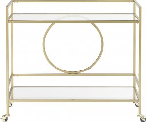 Beliani Metalowy wózek kuchenny 2-poziomowy ze szklanym blatem złoty KERRY 3
