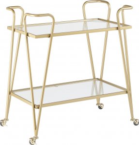 Beliani Metalowy wózek kuchenny 2-poziomowy ze szklanym blatem złoty NOTI 1