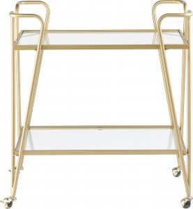 Beliani Metalowy wózek kuchenny 2-poziomowy ze szklanym blatem złoty NOTI 3