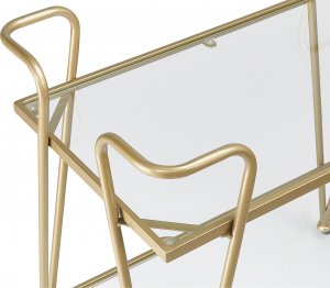 Beliani Metalowy wózek kuchenny 2-poziomowy ze szklanym blatem złoty NOTI 4