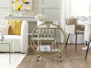 Beliani Metalowy wózek kuchenny 3-poziomowy złoty COLTON 2