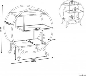 Beliani Metalowy wózek kuchenny 3-poziomowy złoty COLTON 6