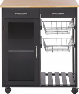 Beliani Wózek kuchenny 2 szuflady czarny BOVES 3