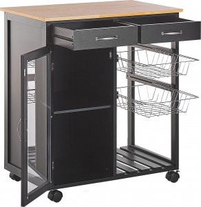 Beliani Wózek kuchenny 2 szuflady czarny BOVES 5