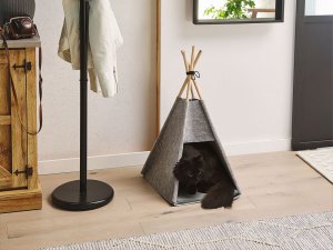 Beliani Namiot tipi dla kota 35 x 40 cm szary ULUBEY 2