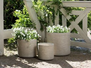 Beliani Zestaw 3 doniczek beżowy SAMOS 2