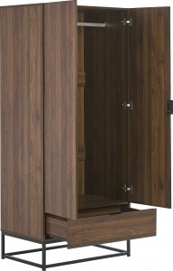 Beliani Szafa dwudrzwiowa z szufladą ciemne drewno LINGEN 4