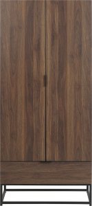 Beliani Szafa dwudrzwiowa z szufladą ciemne drewno LINGEN 5