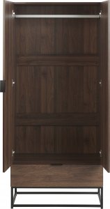 Beliani Szafa dwudrzwiowa z szufladą ciemne drewno LINGEN 7