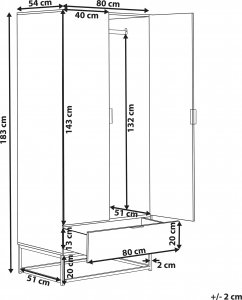 Beliani Szafa dwudrzwiowa z szufladą ciemne drewno LINGEN 9