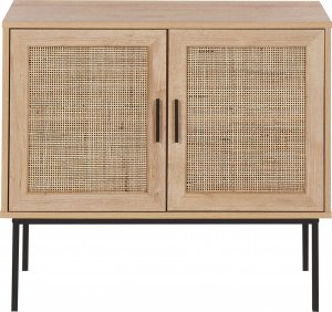 Beliani Szafka dwudrzwiowa fronty rattanowe jasne drewno PASCO 6