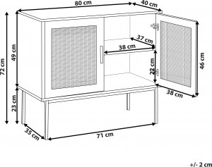 Beliani Szafka dwudrzwiowa fronty rattanowe jasne drewno PASCO 9