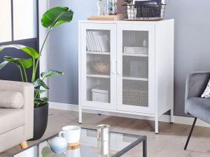 Beliani Szafka dwudrzwiowa metalowa biała WAKATIPU 2