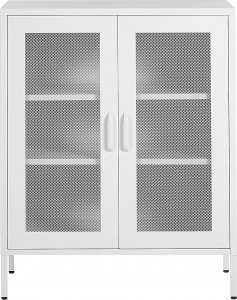 Beliani Szafka dwudrzwiowa metalowa biała WAKATIPU 3