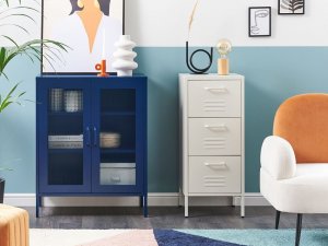 Beliani Szafka dwudrzwiowa metalowa ciemnoniebieski WAKATIPU 2