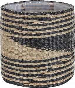 Beliani Zestaw 3 koszy na kwiaty z trawy morskiej z czarnym RATTAIL 4