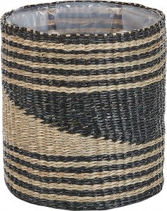 Beliani Zestaw 3 koszy na kwiaty z trawy morskiej z czarnym RATTAIL 5