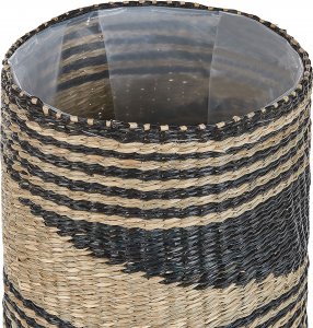 Beliani Zestaw 3 koszy na kwiaty z trawy morskiej z czarnym RATTAIL 6