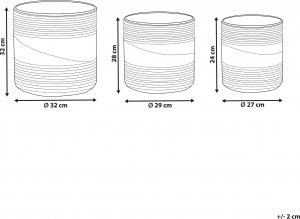 Beliani Zestaw 3 koszy na kwiaty z trawy morskiej z czarnym RATTAIL 9