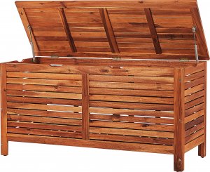 Skrzynia ogrodowa Beliani Skrzynia ogrodowa 130 x 64 cm ciemne drewno RIVIERA 5