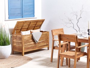 Skrzynia ogrodowa Beliani Skrzynia ogrodowa 130 x 64 cm jasne drewno RIVIERA 3