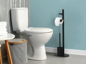 Beliani Stojak na papier i szczotkę toaletową czarny SARTO 2