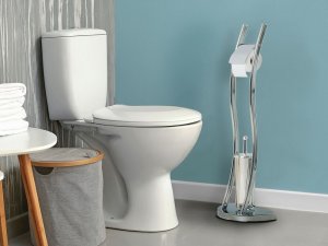 Beliani Stojak na papier i szczotkę toaletową srebrny SOACHA 2