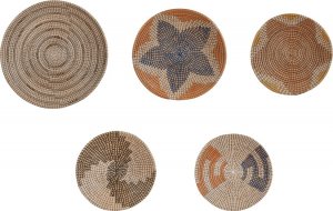 Beliani Zestaw 5 dekoracji ściennych z trawy morskiej naturalny PARORE 1