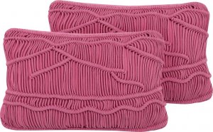 Beliani Zestaw 2 poduszek dekoracyjnych makrama 30 x 50 cm różowy KIRIS 1