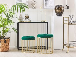 Beliani Zestaw 2 stołków ciemnozielony LUBBOCK 2