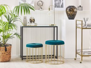 Beliani Zestaw 2 stołków niebieski LUBBOCK 2