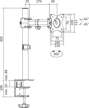 LogiLink Uchwyt biurkowy na monitor 13" - 27" (BP0020) 5
