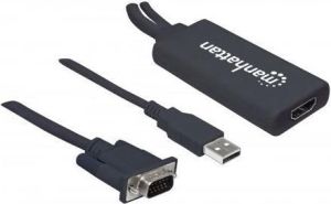 Kabel Manhattan HDMI - D-Sub (VGA) + USB-A 0.3m czarny (152426) 2