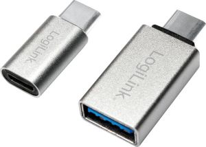 Adapter USB LogiLink USB-C - microUSB USB-C - USB Srebrny  (AU0040) 2