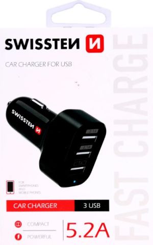 Ładowarka Swissten Car Charger 3x USB-A 5.2 A  (20111200) 2