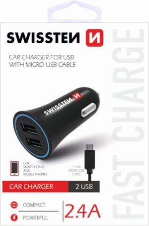 Ładowarka Swissten Car Charger 2x USB-A 2.4 A  (20110900) 1