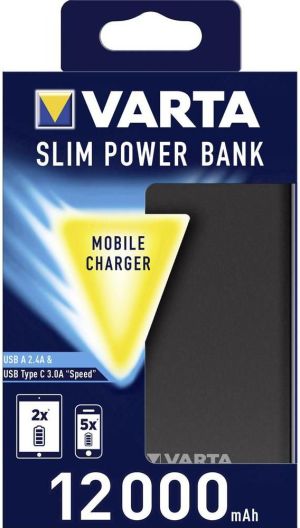 Powerbank Varta Portable Slim 12000 mAh Srebrny  (57966101111) 5