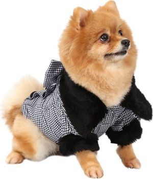 DoggyDolly Płaszczyk Chinori z kołnierzem, czarny,XXS 13-15cm/26-28cm 2