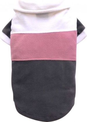DoggyDolly Sweter z polaru w paski, biało/różowo/szary,XL 33-35cm/51-53cm 1
